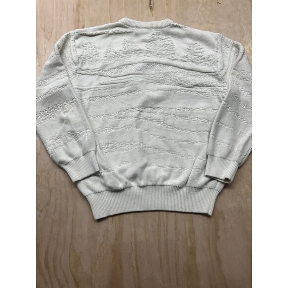 Vtg Sweater Large Beige Golf Embroidered Crew Neck Grandpa Dad Retro Size L - Picture 4 of 7